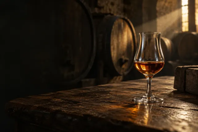 Cognac in een warme, ambachtelijke omgeving